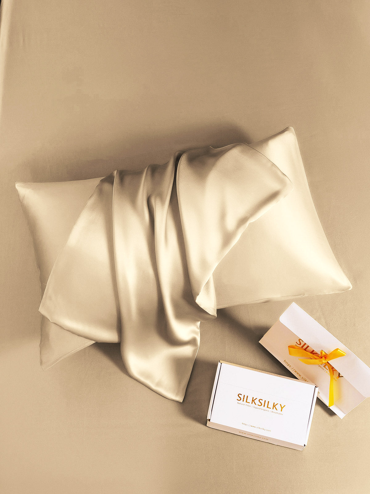 [Beige] SilkSilky 22Momme Pure Silk Pillowcase 006