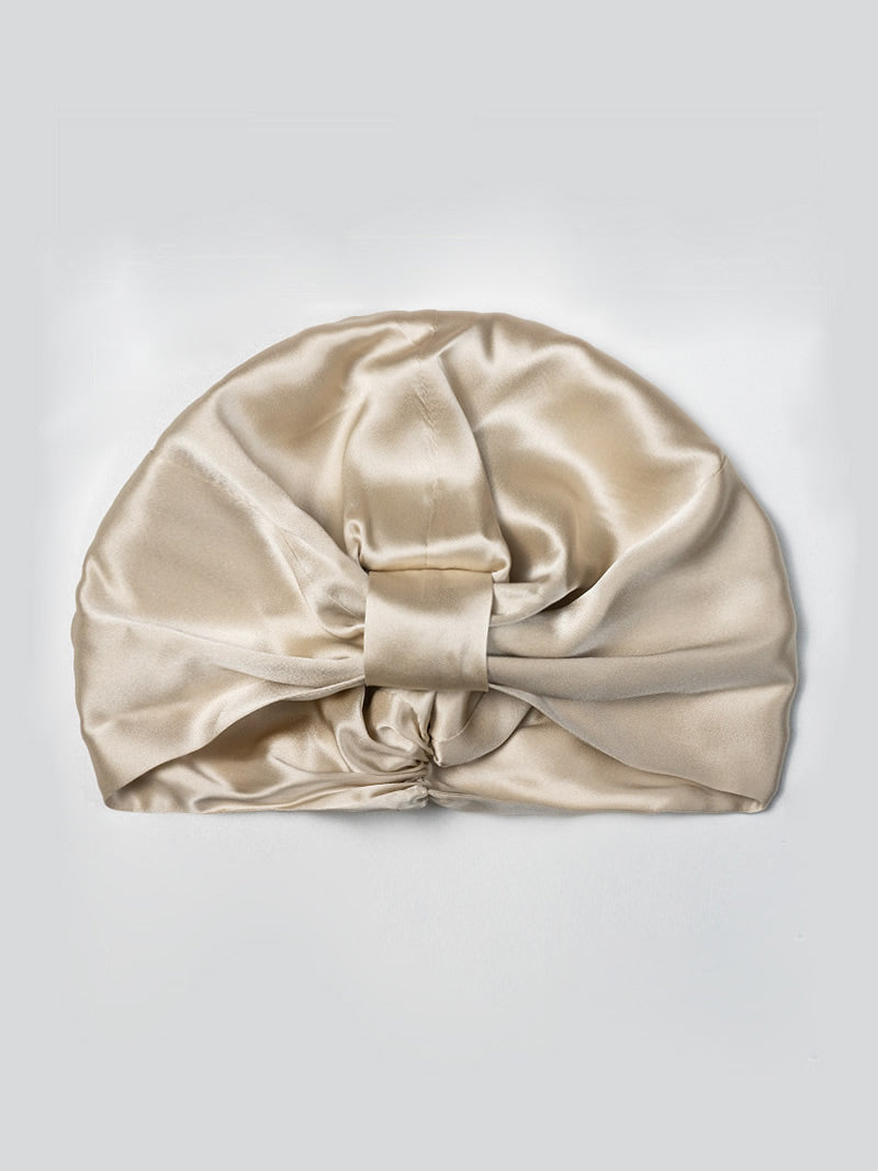 [Beige] SilkSilky Pure Silk Sleep Cap 005