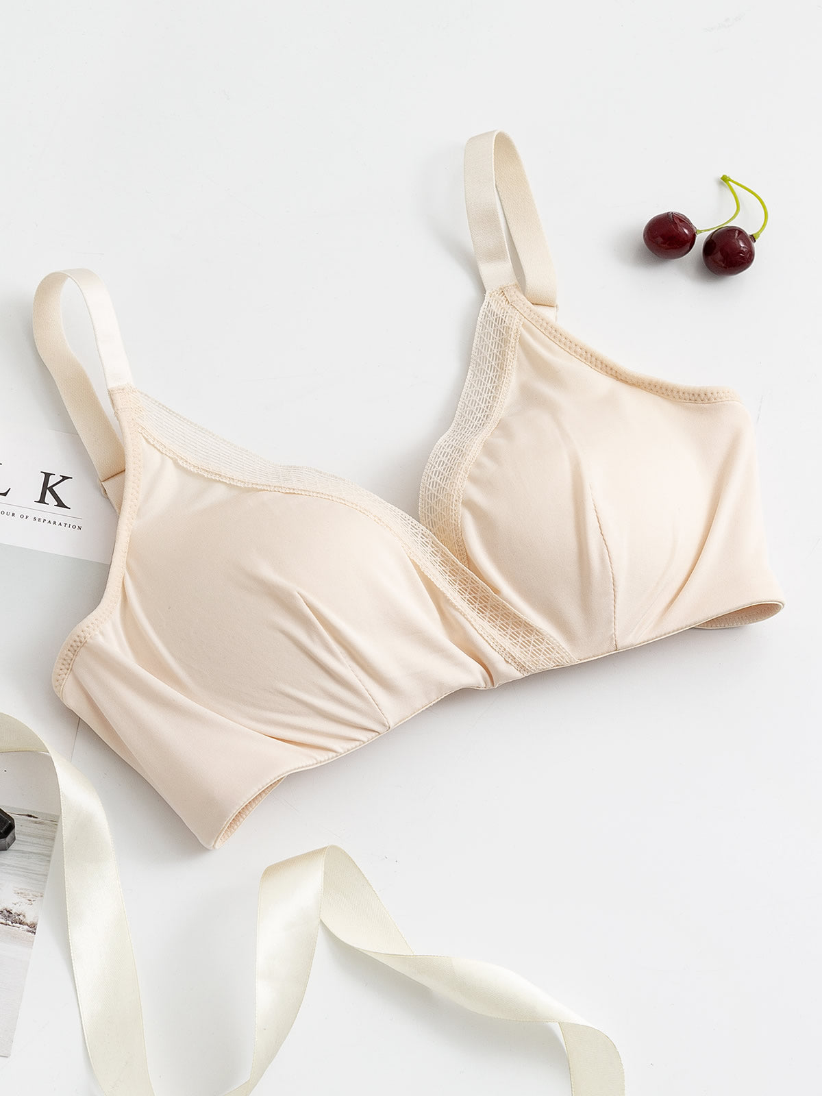[Beige] SilkSilky Silk Knitted Bra 007