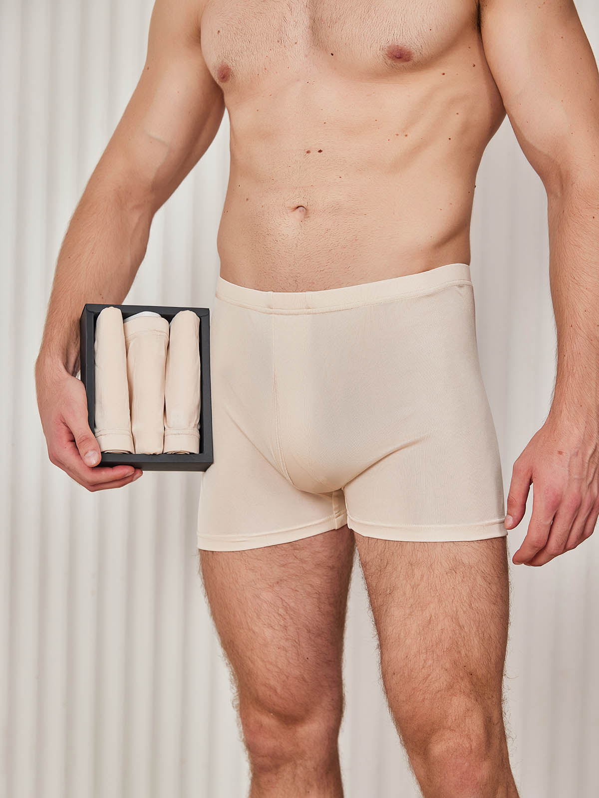[Beige] SilkSilky Silk Knitted Mens Underwear 001
