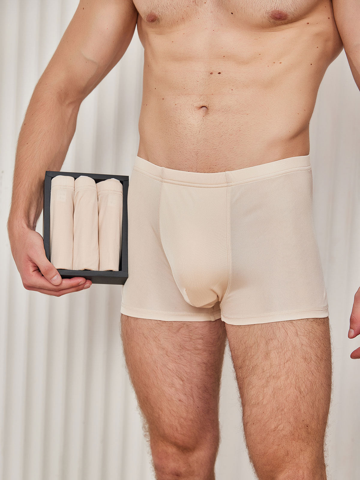 [Beige] SilkSilky Silk Knitted Mens Underwear 001