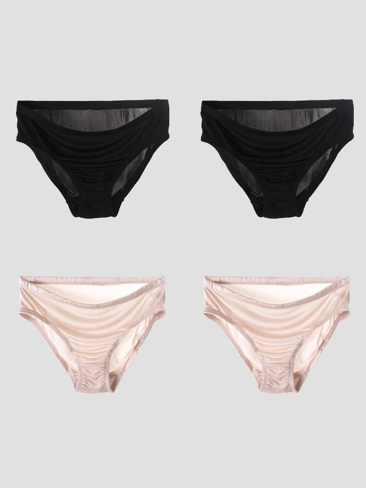 [Black+Beige] SilkSilky Silk Knitted Panty 003
