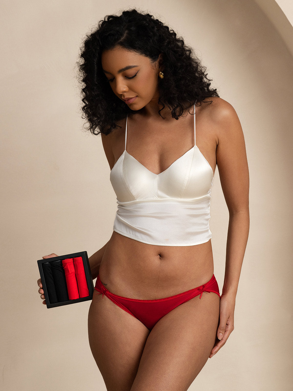 [Black+Red] SilkSilky  Silk Knitted Panty 009