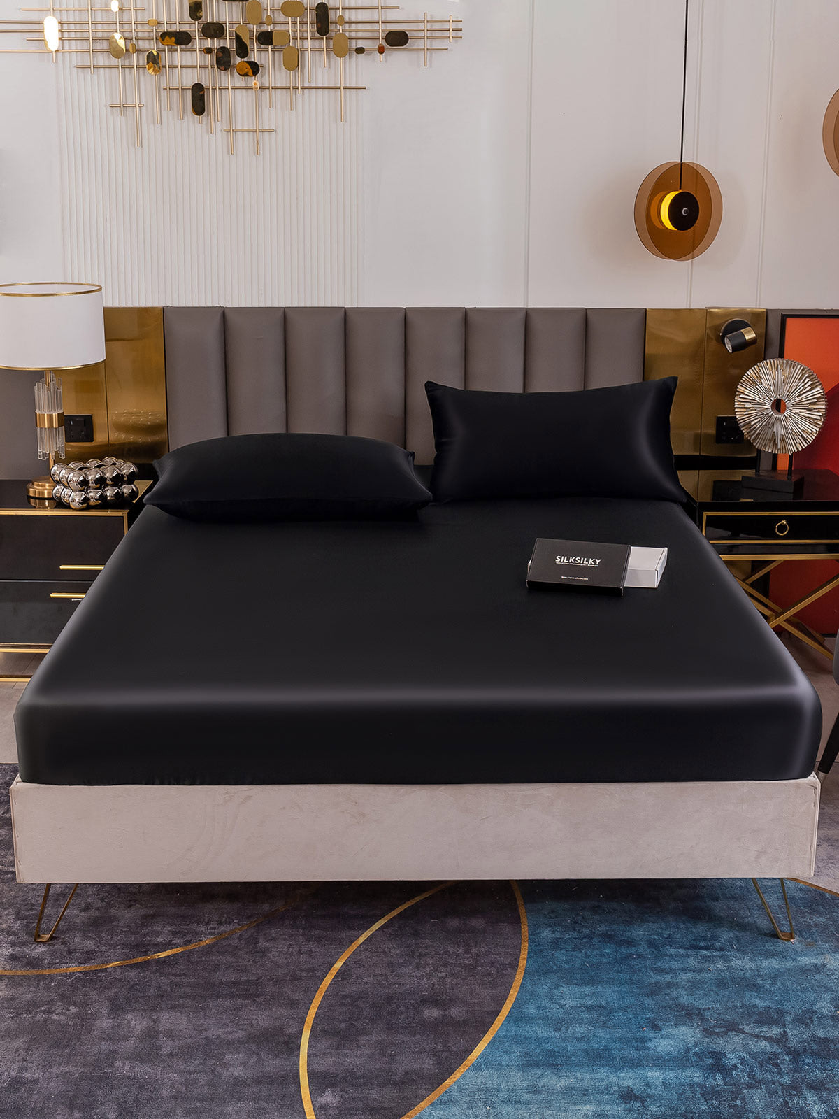 [Black] SilkSilky 19Momme Pure Silk Bedding Set 002
