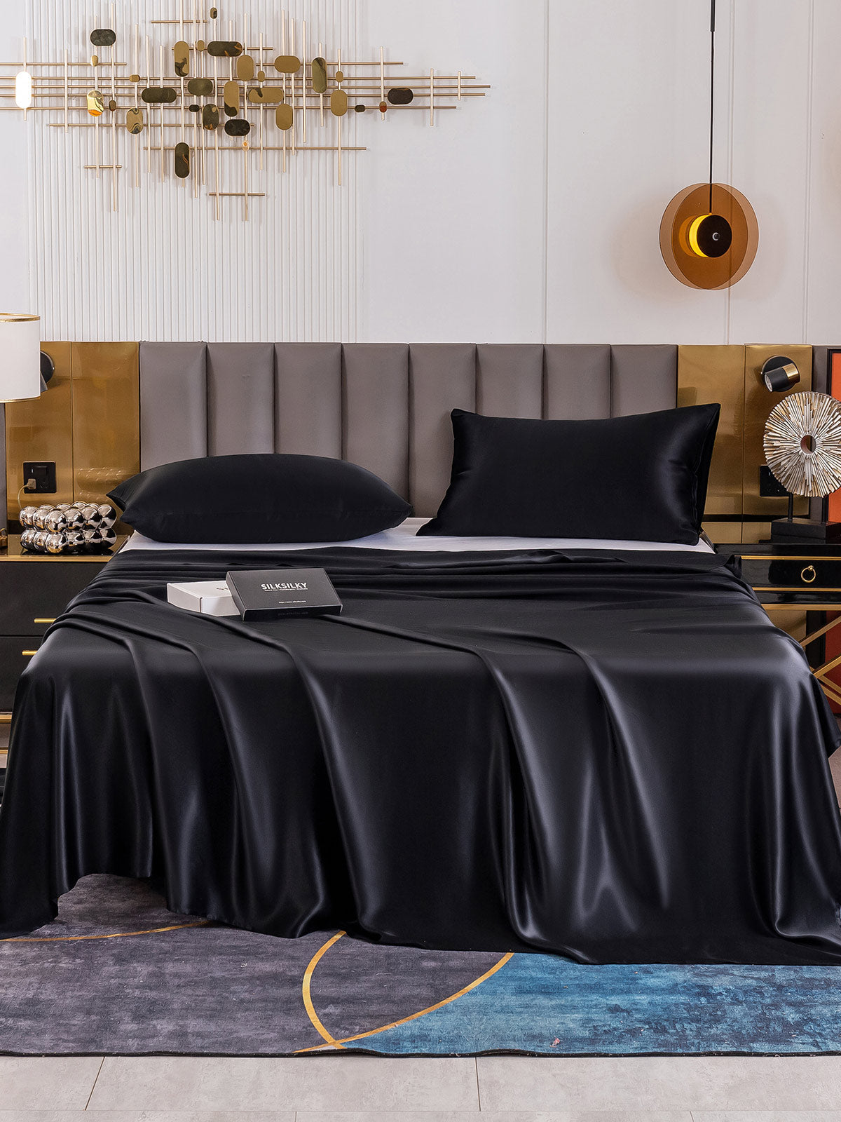 [Black] SilkSilky 19Momme Pure Silk Bedding Set 002