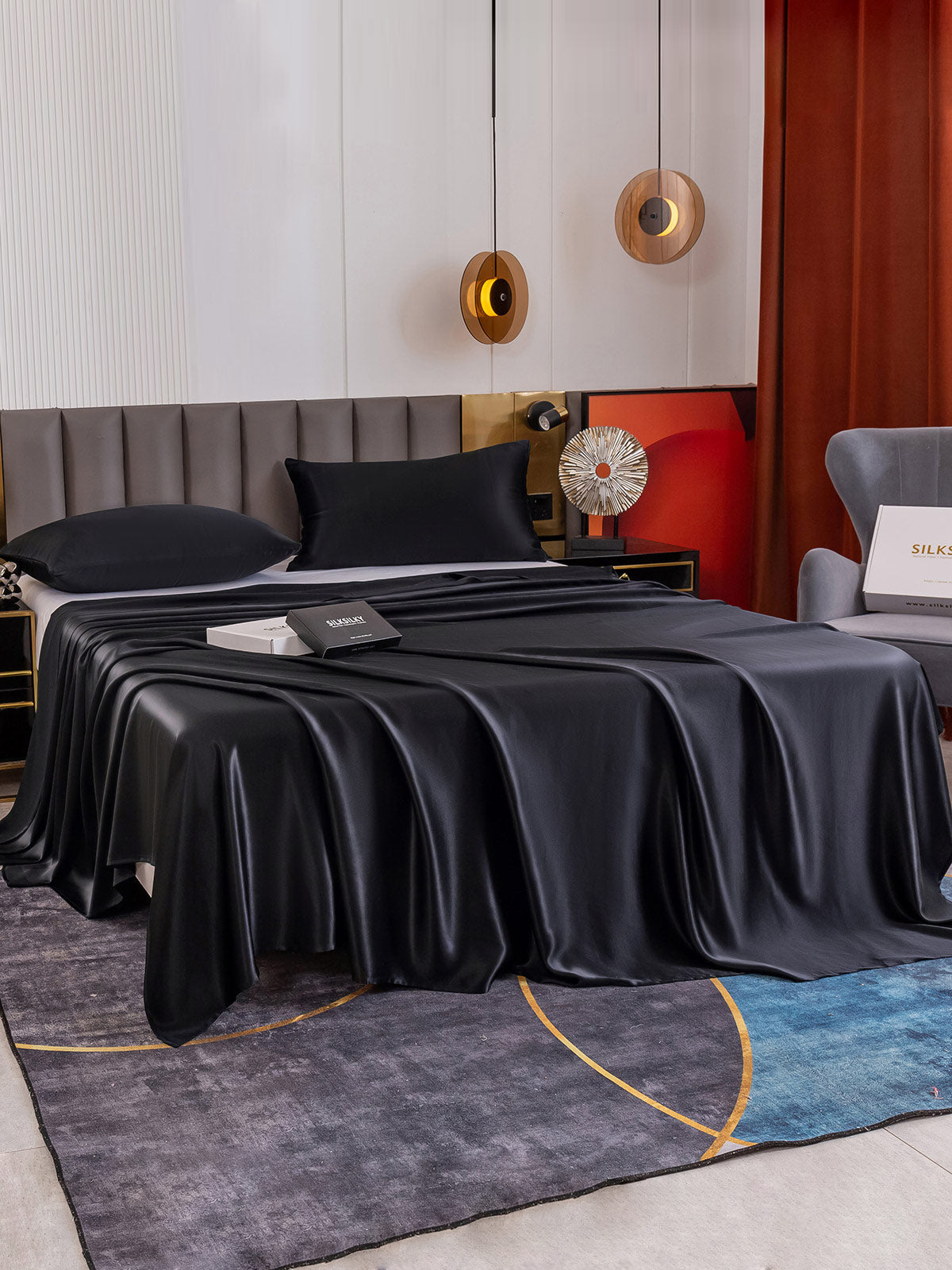 [Black] SilkSilky 19Momme Pure Silk Bedding Set 003