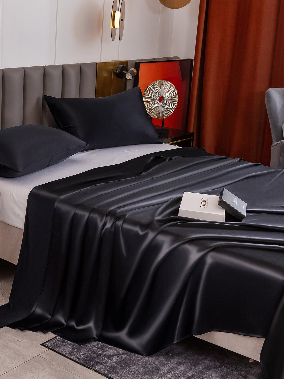 [Black] SilkSilky 19Momme Pure Silk Bedding Set 004