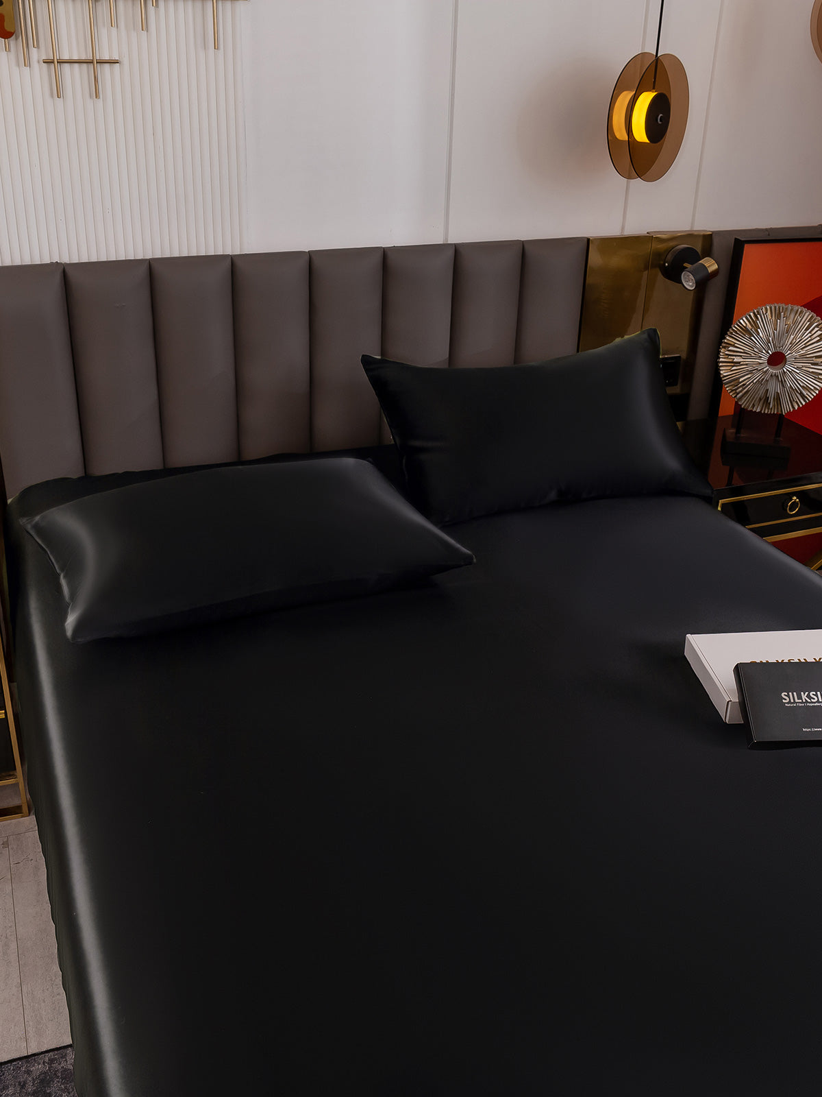 [Black] SilkSilky 19Momme Pure Silk Bedding Set 005