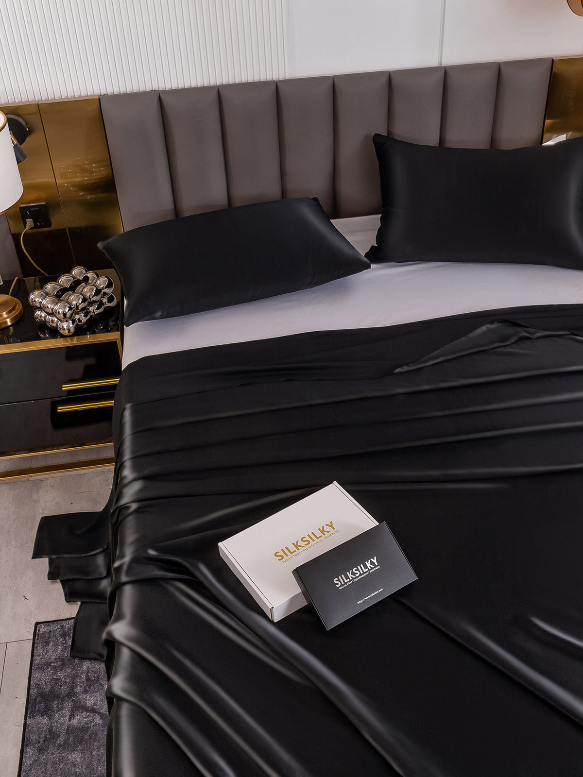 [Black] SilkSilky 19Momme Pure Silk Bedding Set 005