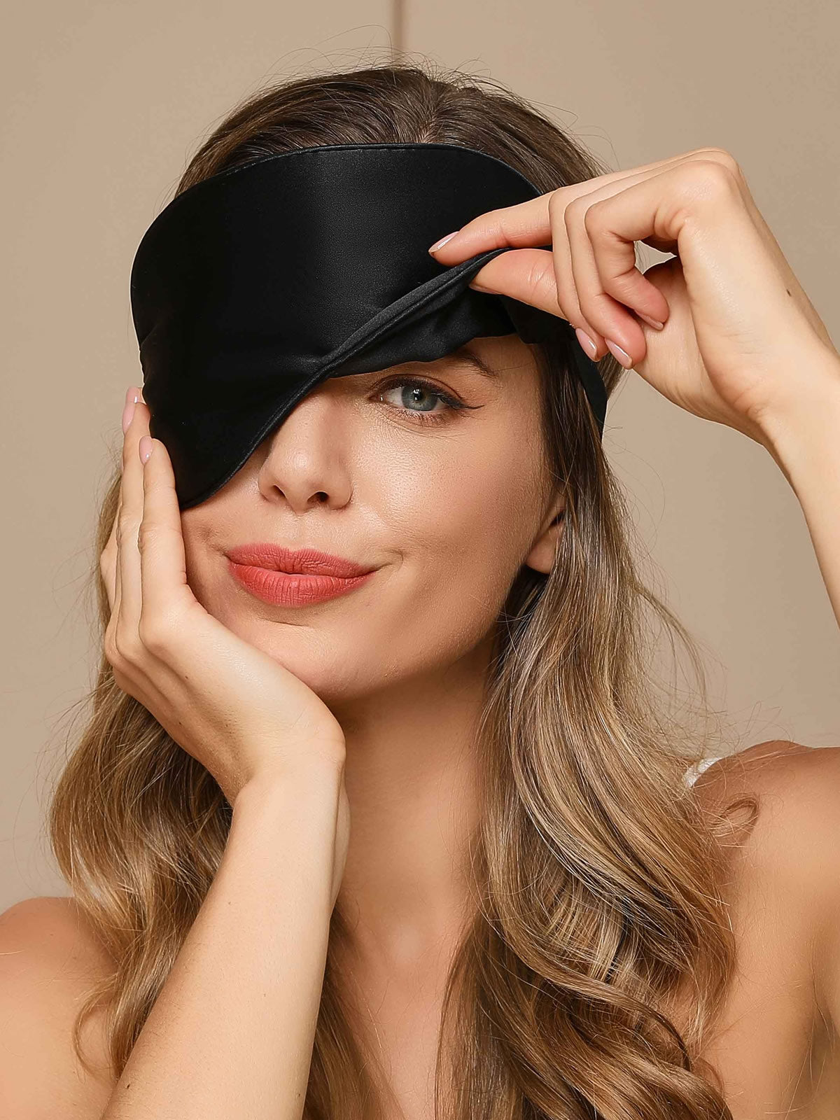 [Black] SilkSilky  19Momme Pure Silk Eye Mask 002