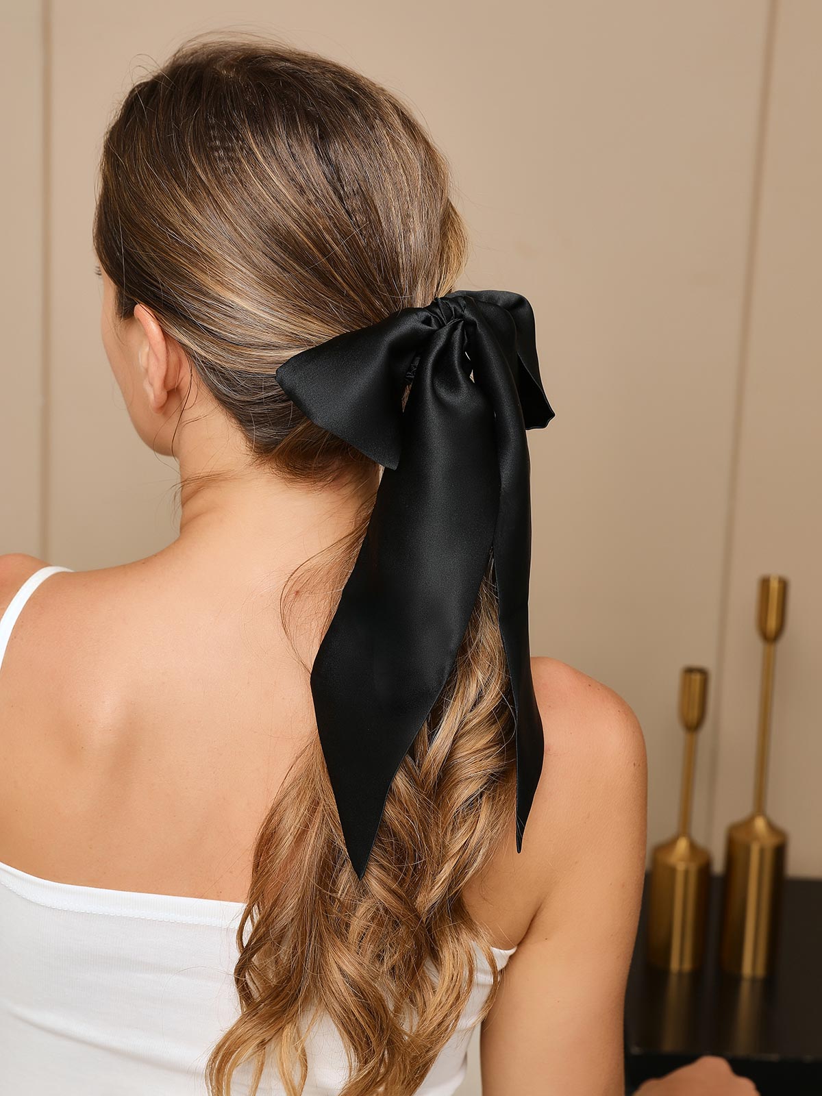 [Black] SilkSilky 19Momme Pure Silk Scrunchie 003