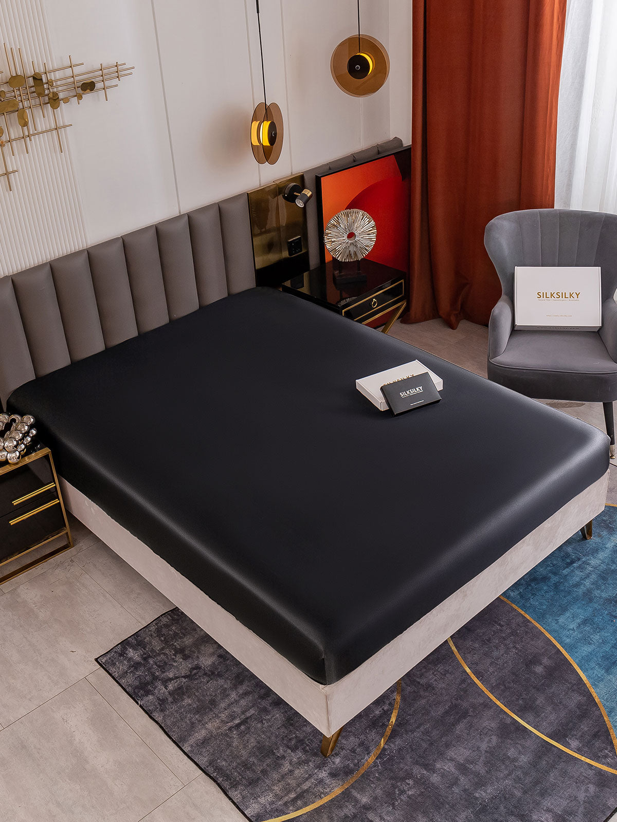 [Black] SilkSilky 19Momme Pure Silk Sheet 001
