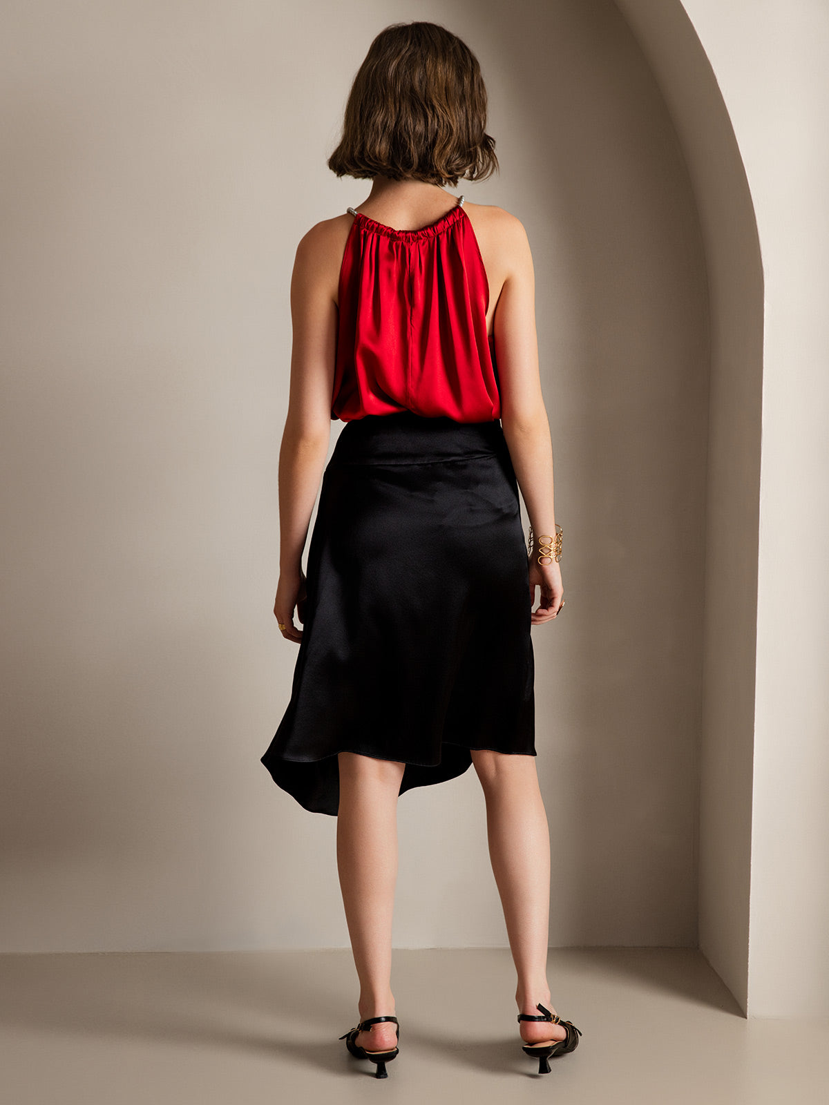 [Black] SilkSilky  19Momme Silk Skirt 002