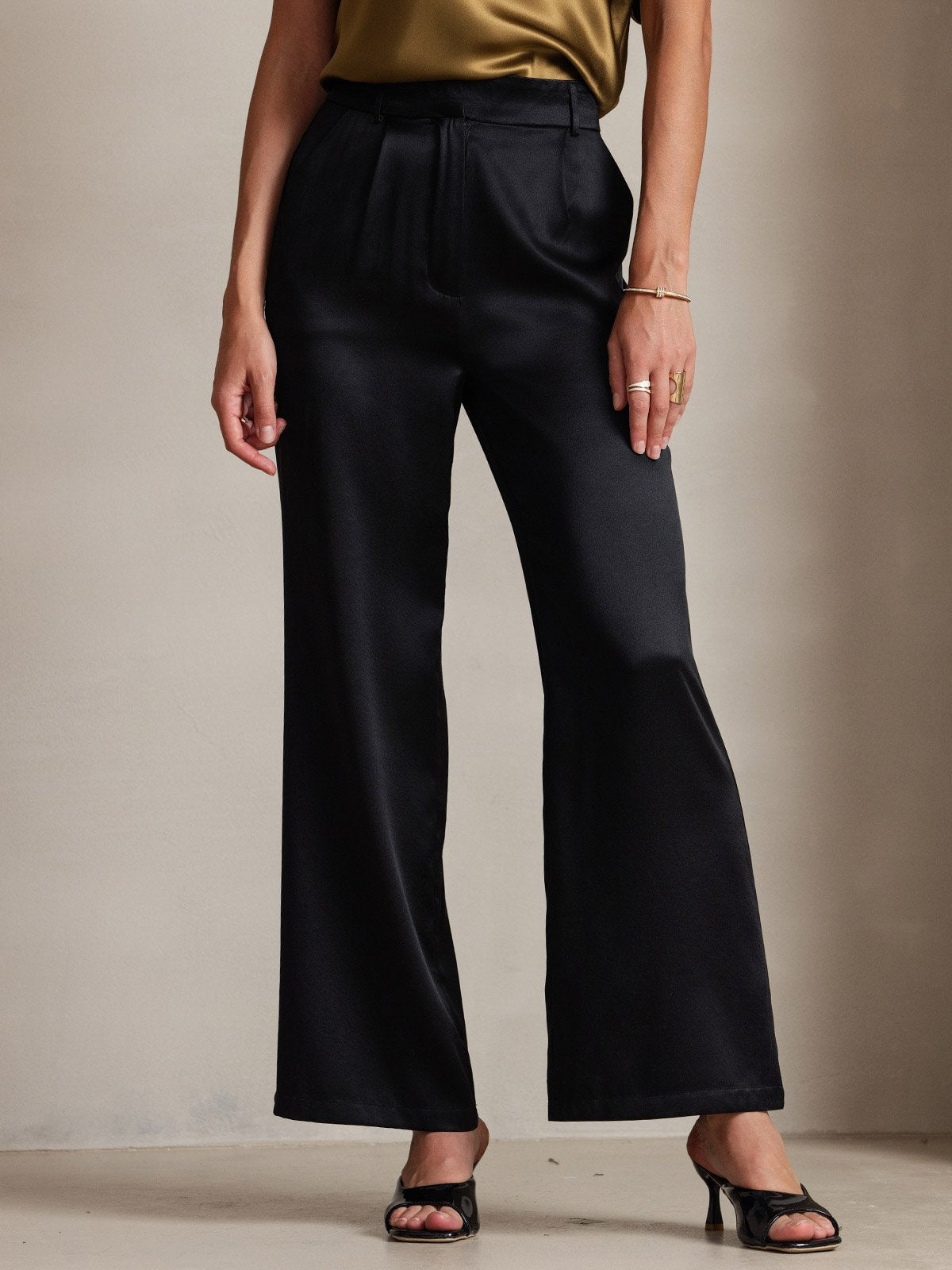 [Black] SilkSilky 19Momme Silk Womens Pants 001