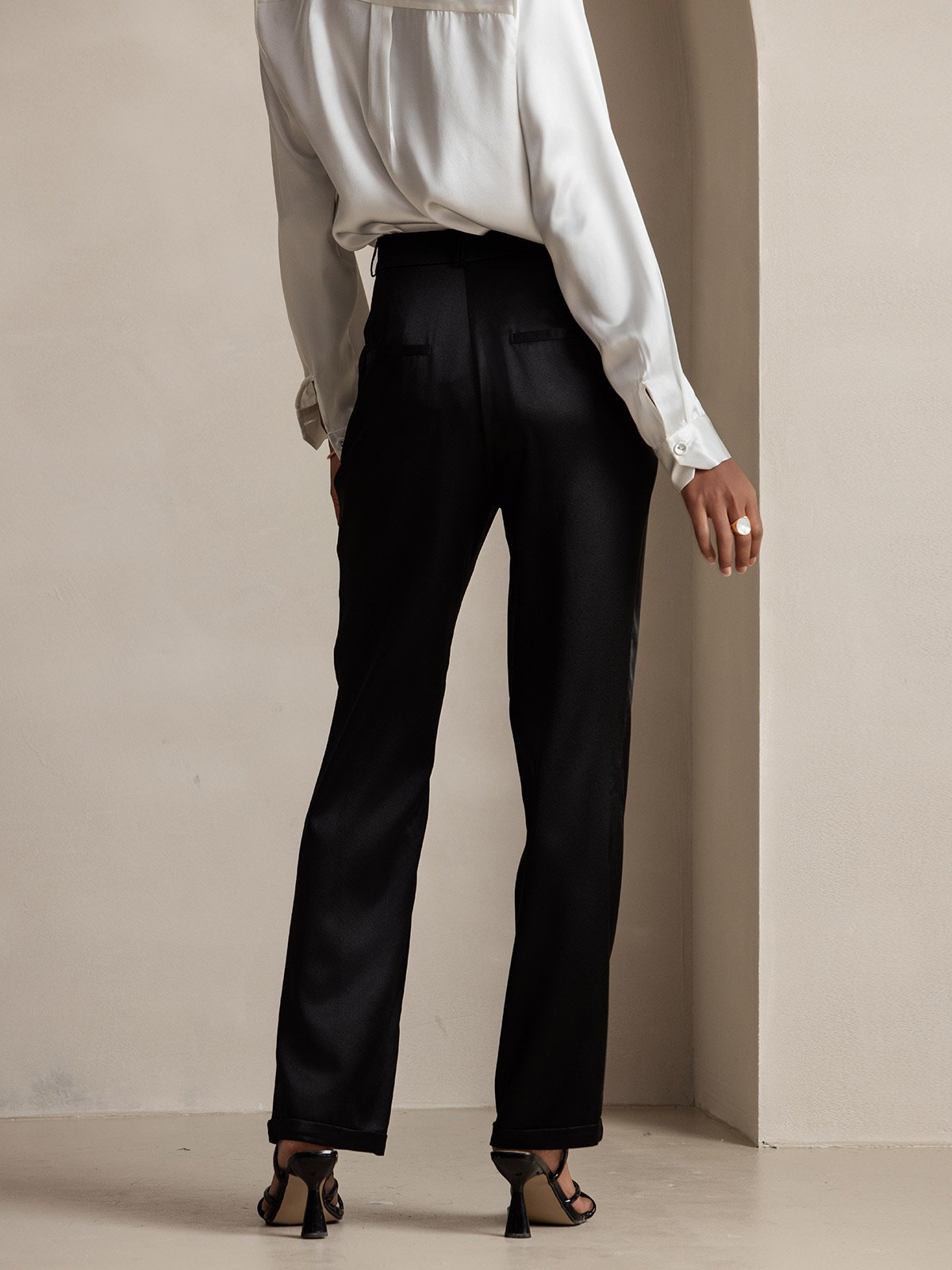 [Black] SilkSilky 19Momme Silk Womens Pants 002