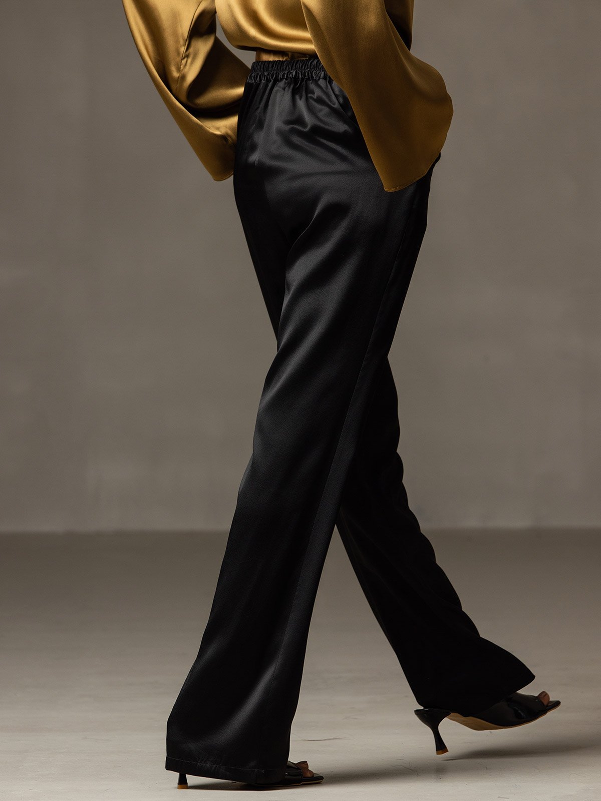 [Black] SilkSilky 19Momme Silk Womens Pants 002