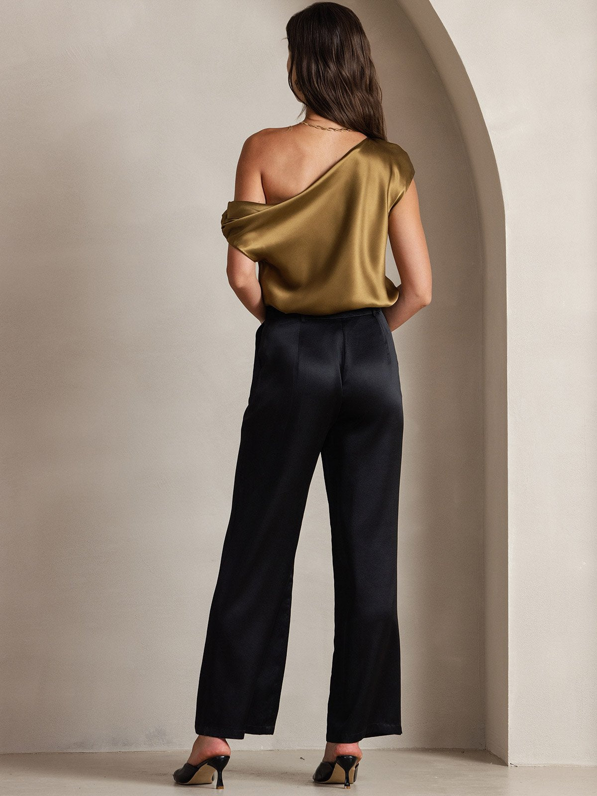 [Black] SilkSilky 19Momme Silk Womens Pants 002