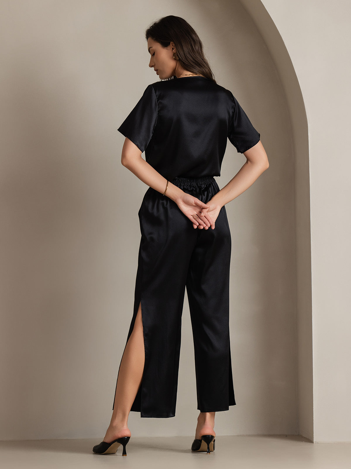 [Black] SilkSilky 19Momme Silk Womens Pants 002