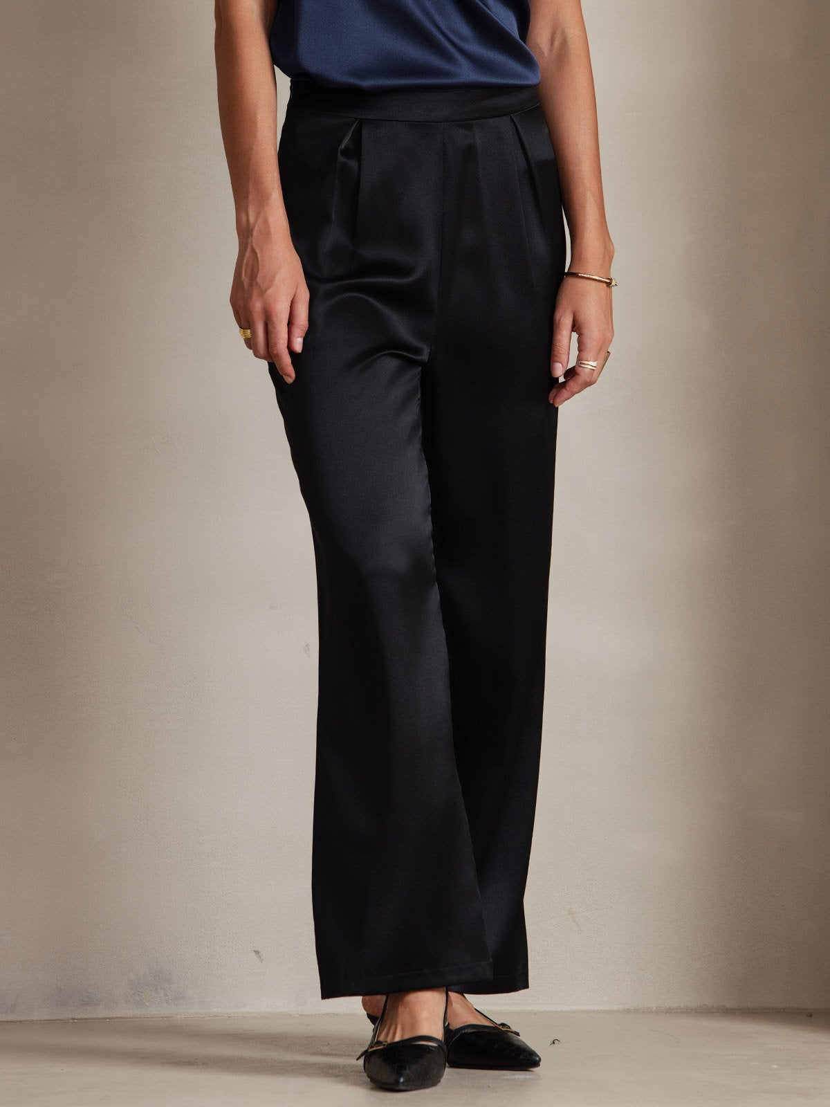 [Black] SilkSilky 19Momme Silk Womens Pants 003