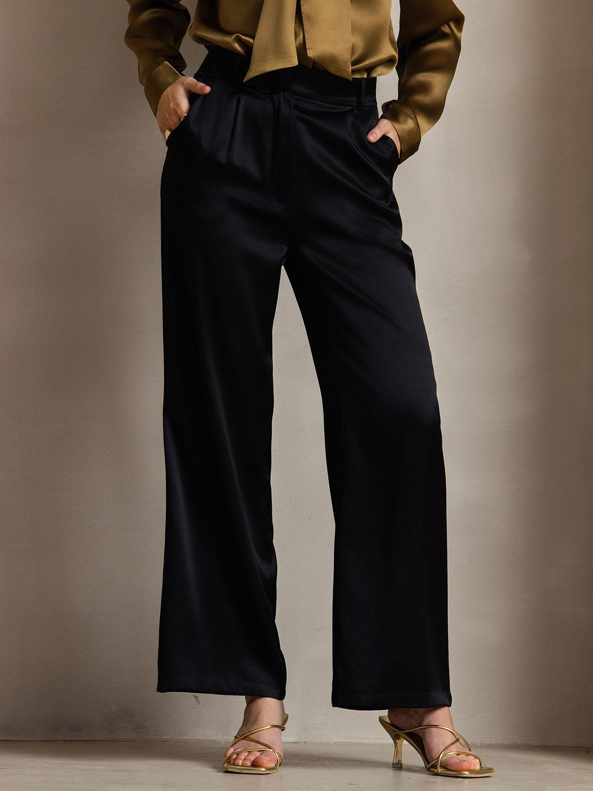 [Black] SilkSilky 19Momme Silk Womens Pants 003