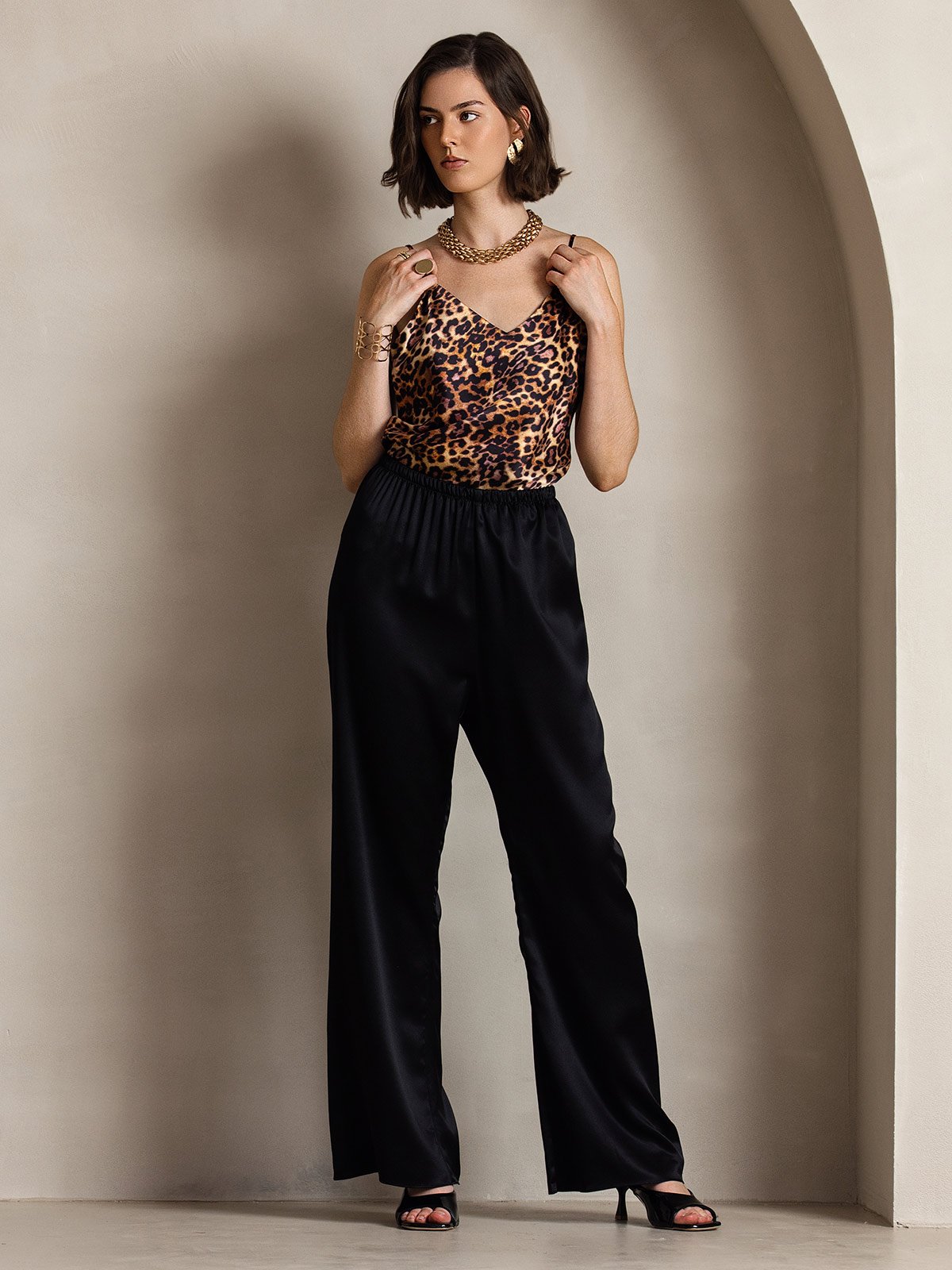 [Black] SilkSilky 19Momme Silk Womens Pants 003
