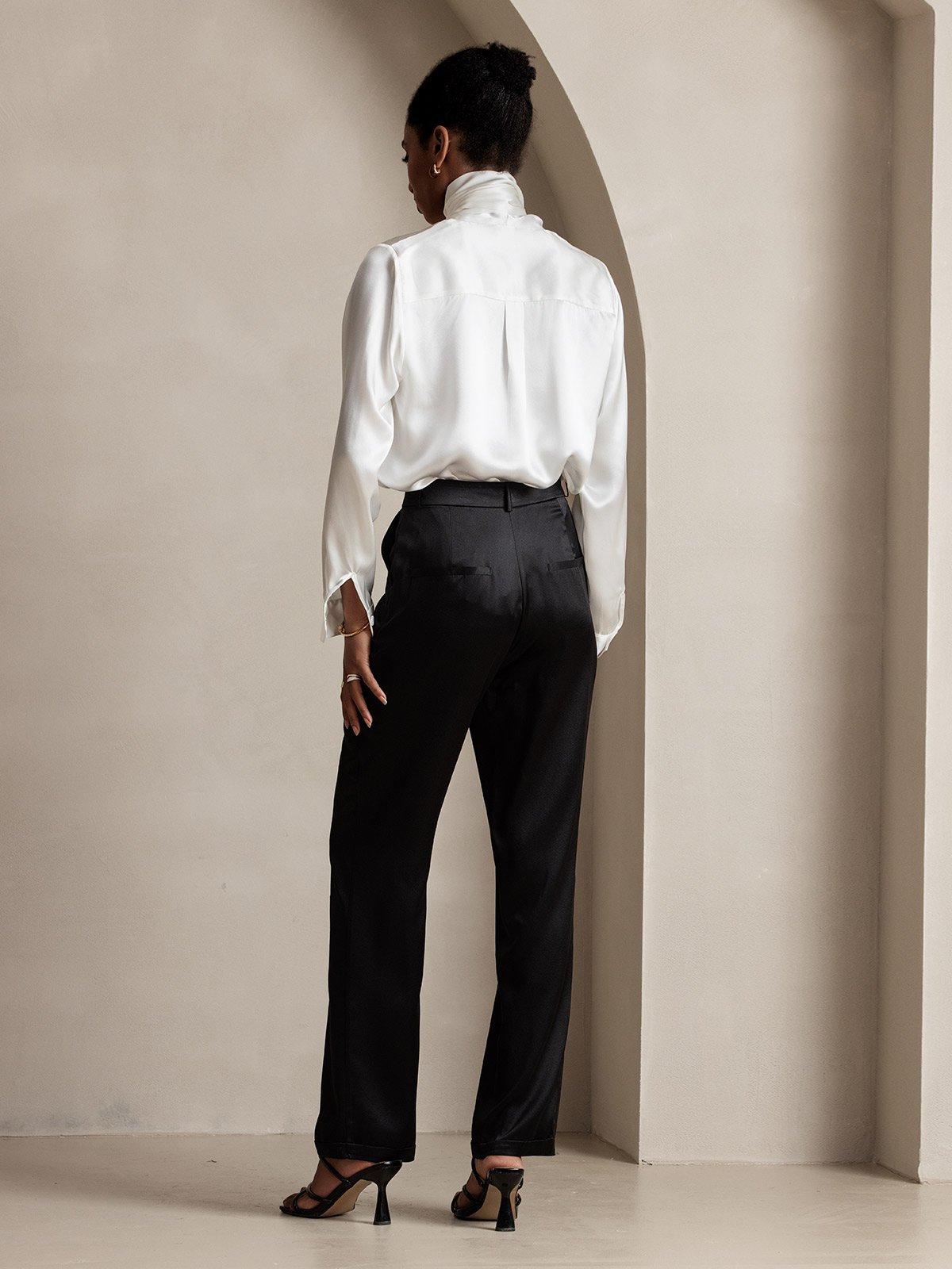 [Black] SilkSilky 19Momme Silk Womens Pants 004