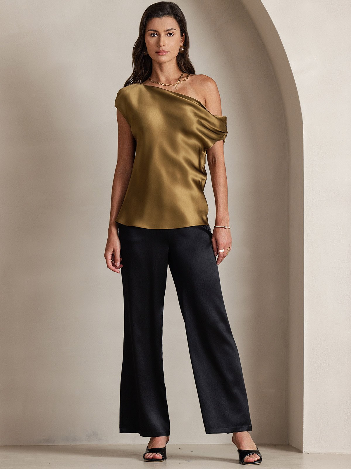 [Black] SilkSilky 19Momme Silk Womens Pants 004
