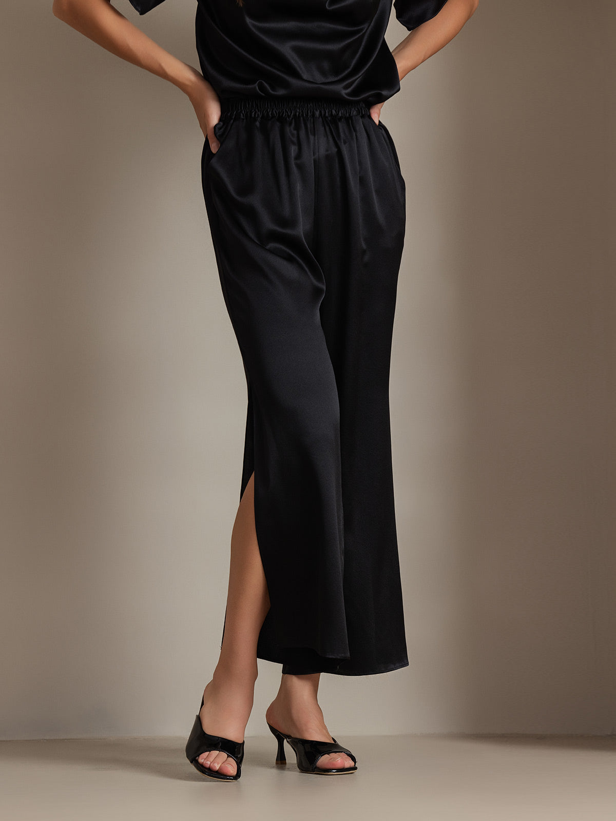 [Black] SilkSilky 19Momme Silk Womens Pants 004