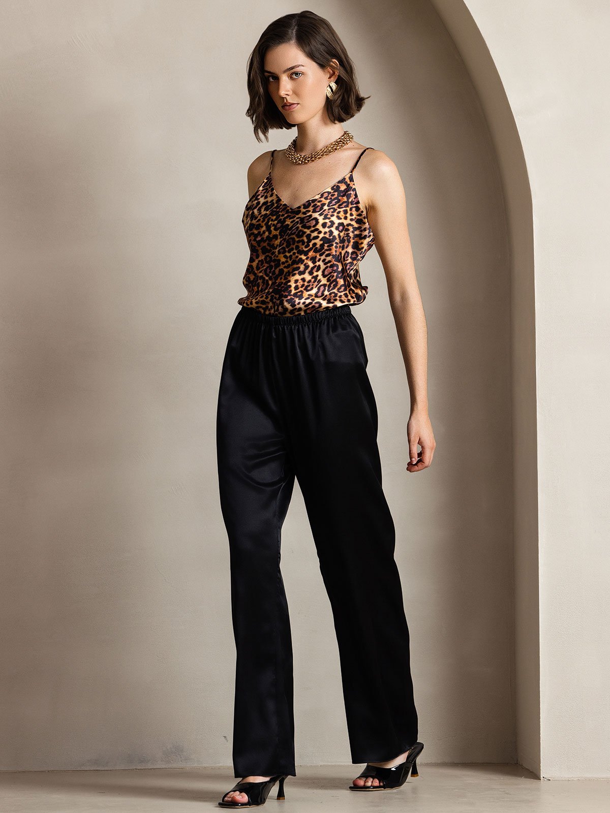 [Black] SilkSilky 19Momme Silk Womens Pants 004