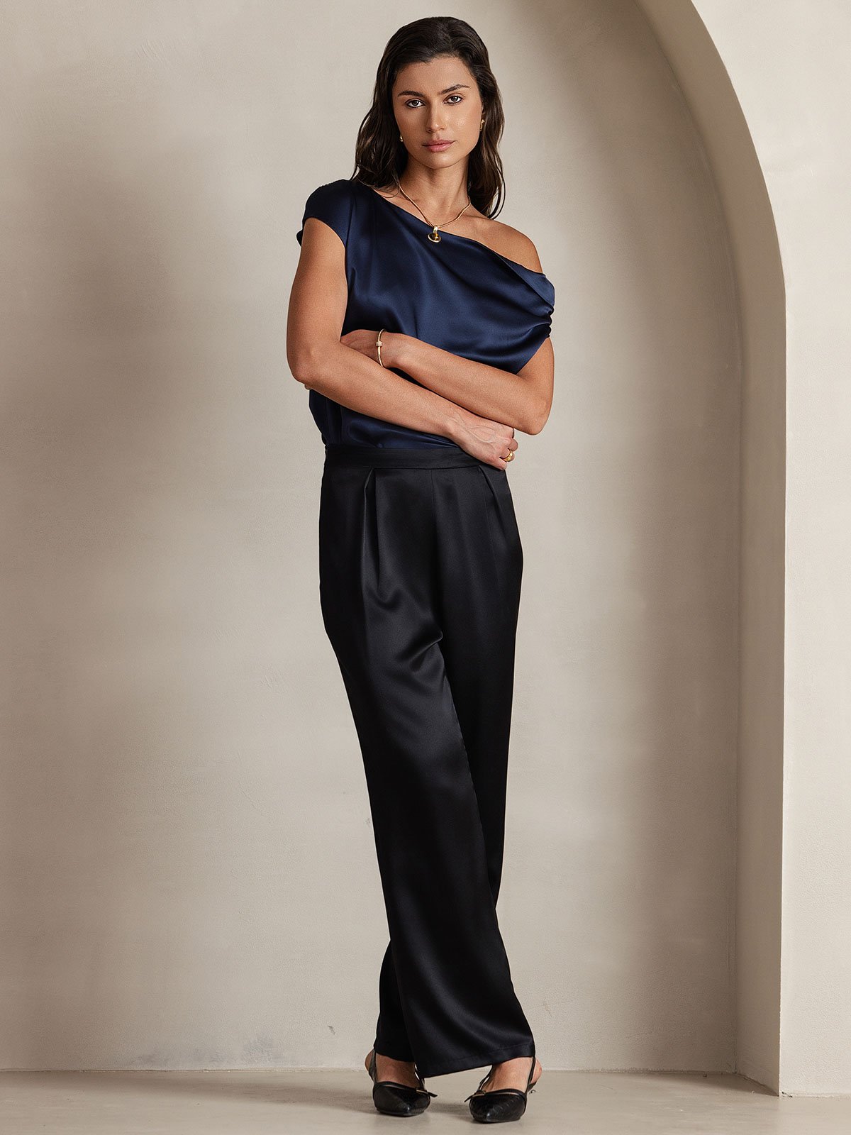 [Black] SilkSilky 19Momme Silk Womens Pants 007
