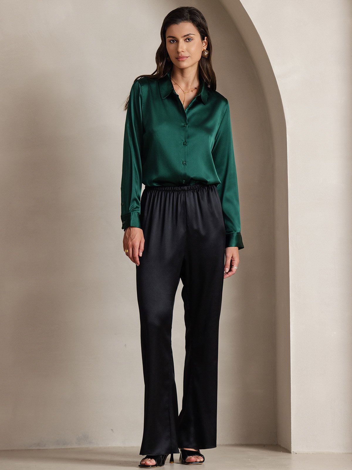 [Black] SilkSilky 19Momme Silk Womens Pants 007