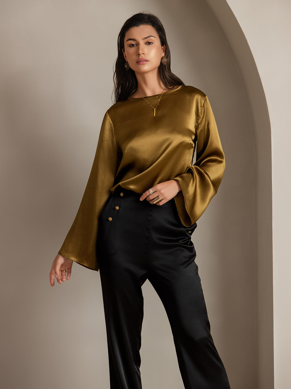 [Black] SilkSilky 19Momme Silk Womens Pants 008