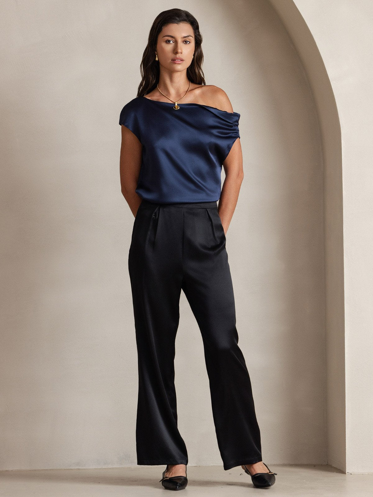 [Black] SilkSilky 19Momme Silk Womens Pants 008