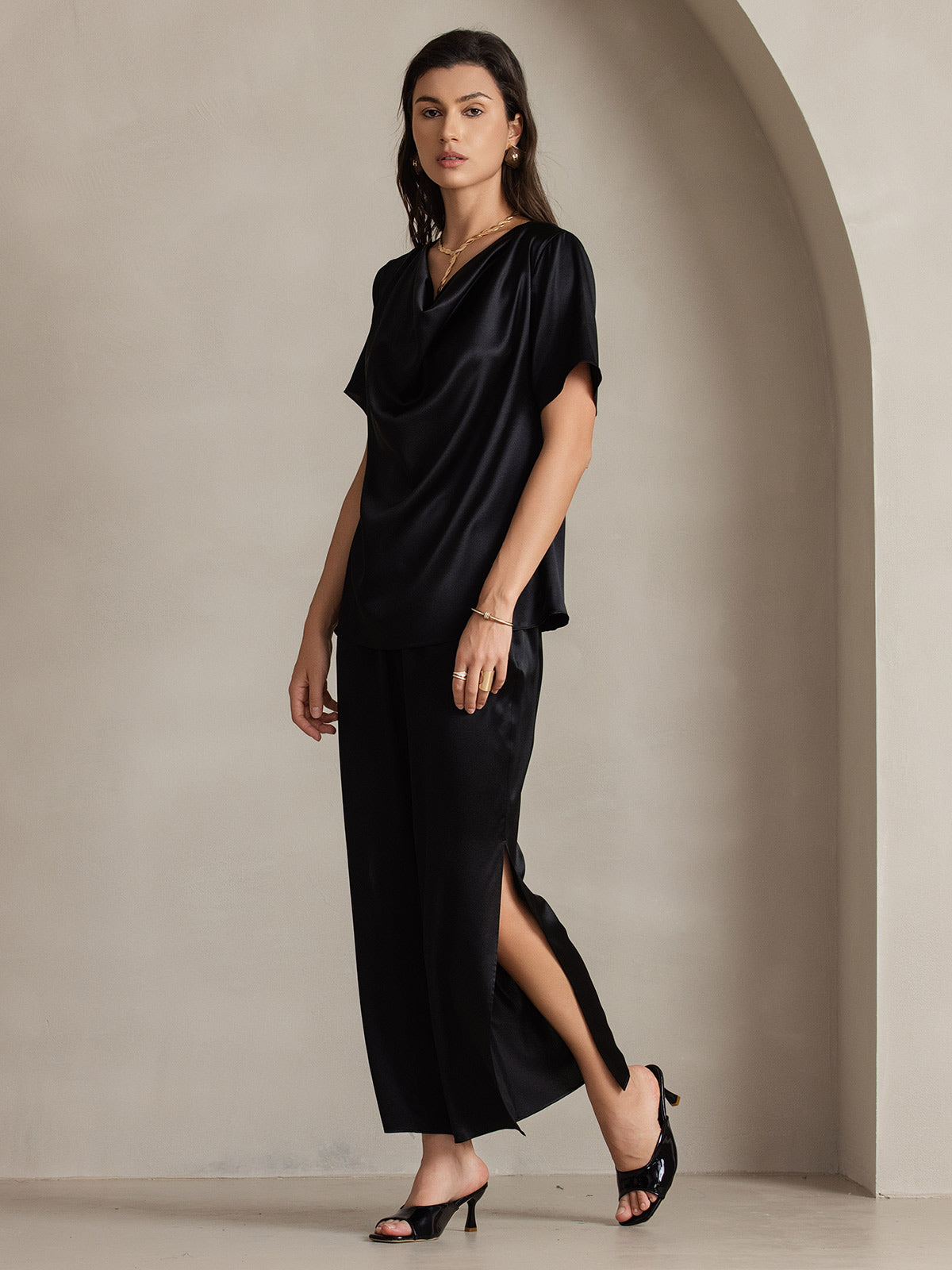 [Black] SilkSilky 19Momme Silk Womens Pants 008