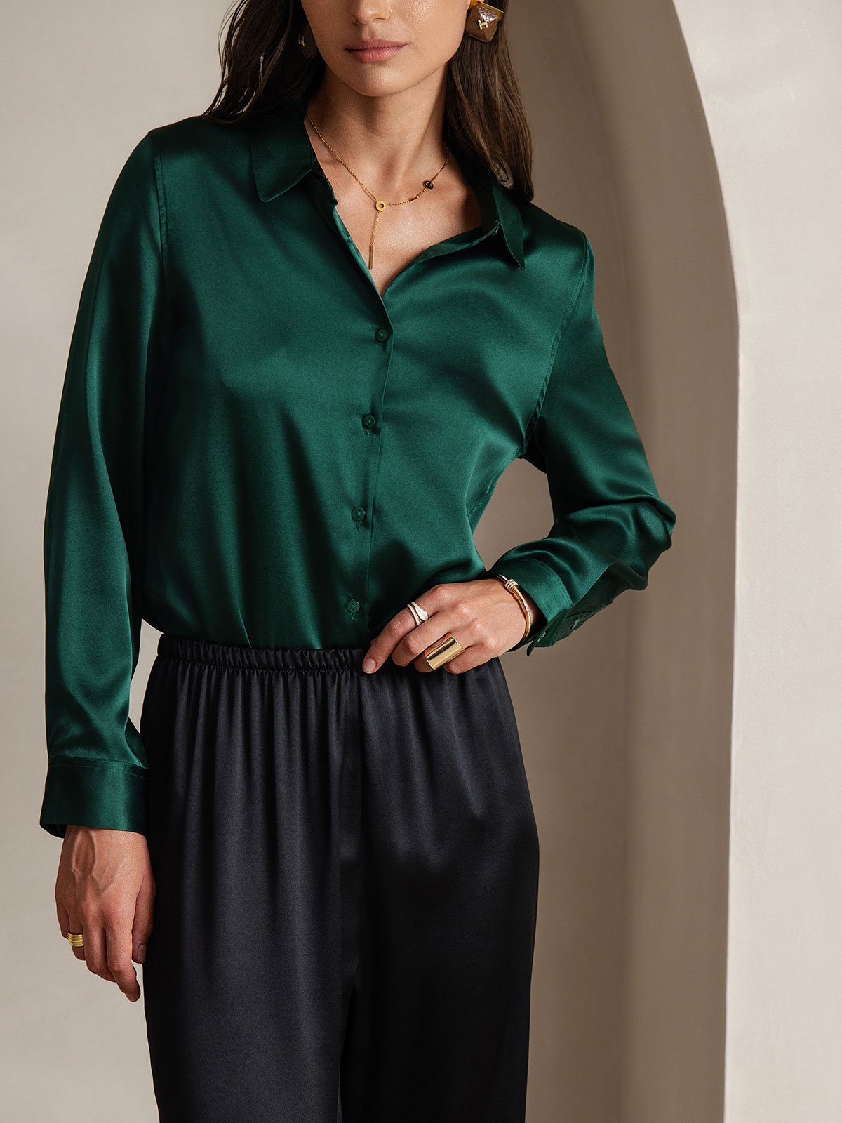 [Black] SilkSilky 19Momme Silk Womens Pants 008