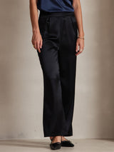 [Black] SilkSilky  19Momme Stretch Silk Charmeuse Women's Pants 003