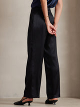 [Black] SilkSilky  19Momme Stretch Silk Charmeuse Women's Pants 004