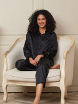 [Black] SilkSilky  22Momme Long Sleeve Women's Pajamas 005
