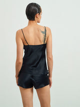 [Black] SilkSilky  22Momme Spaghetti Strap V Neck Camisole Set 002