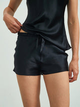 [Black] SilkSilky  22Momme Spaghetti Strap V Neck Camisole Set 005