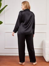 [Black] SilkSilky  Long Sleeve Plus Size Pajamas 002