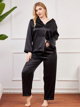[Black] SilkSilky  Long Sleeve Plus Size Pajamas 003