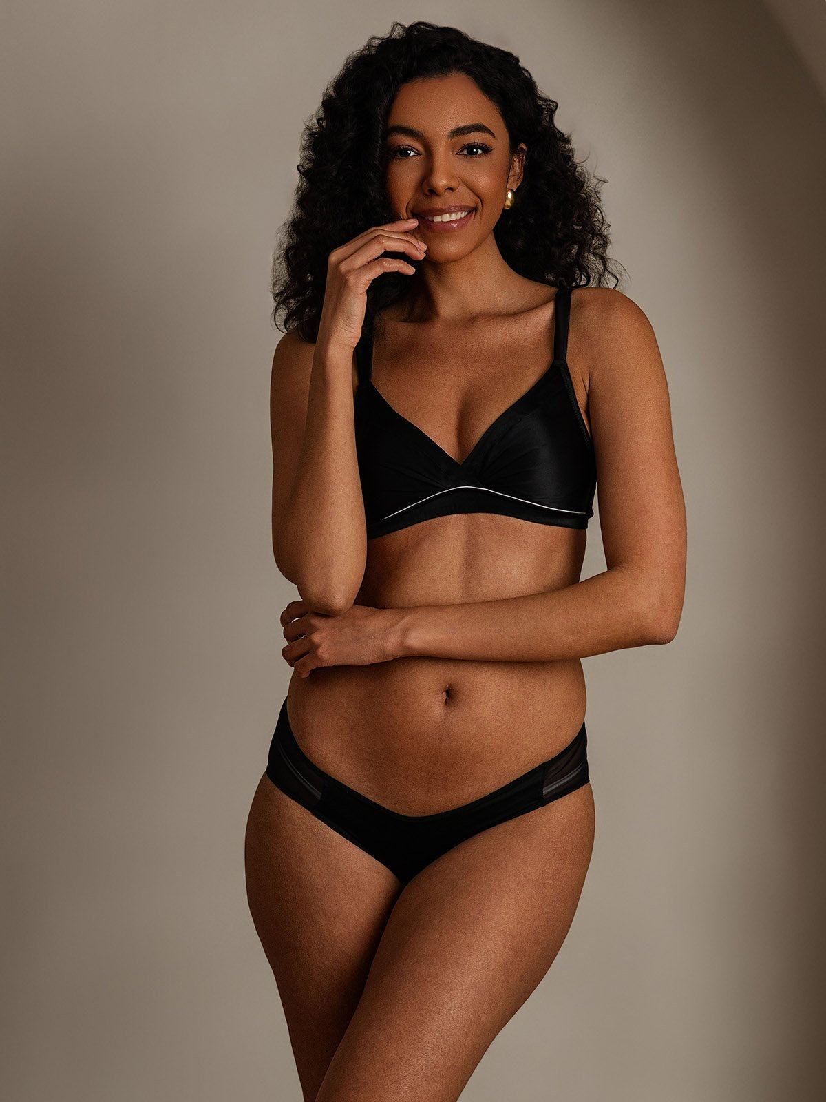 [Black] SilkSilky Pure Silk Bra&Panty Set 003