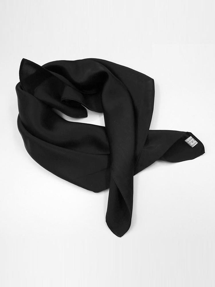 [Black] SilkSilky Pure Silk Scarf 003