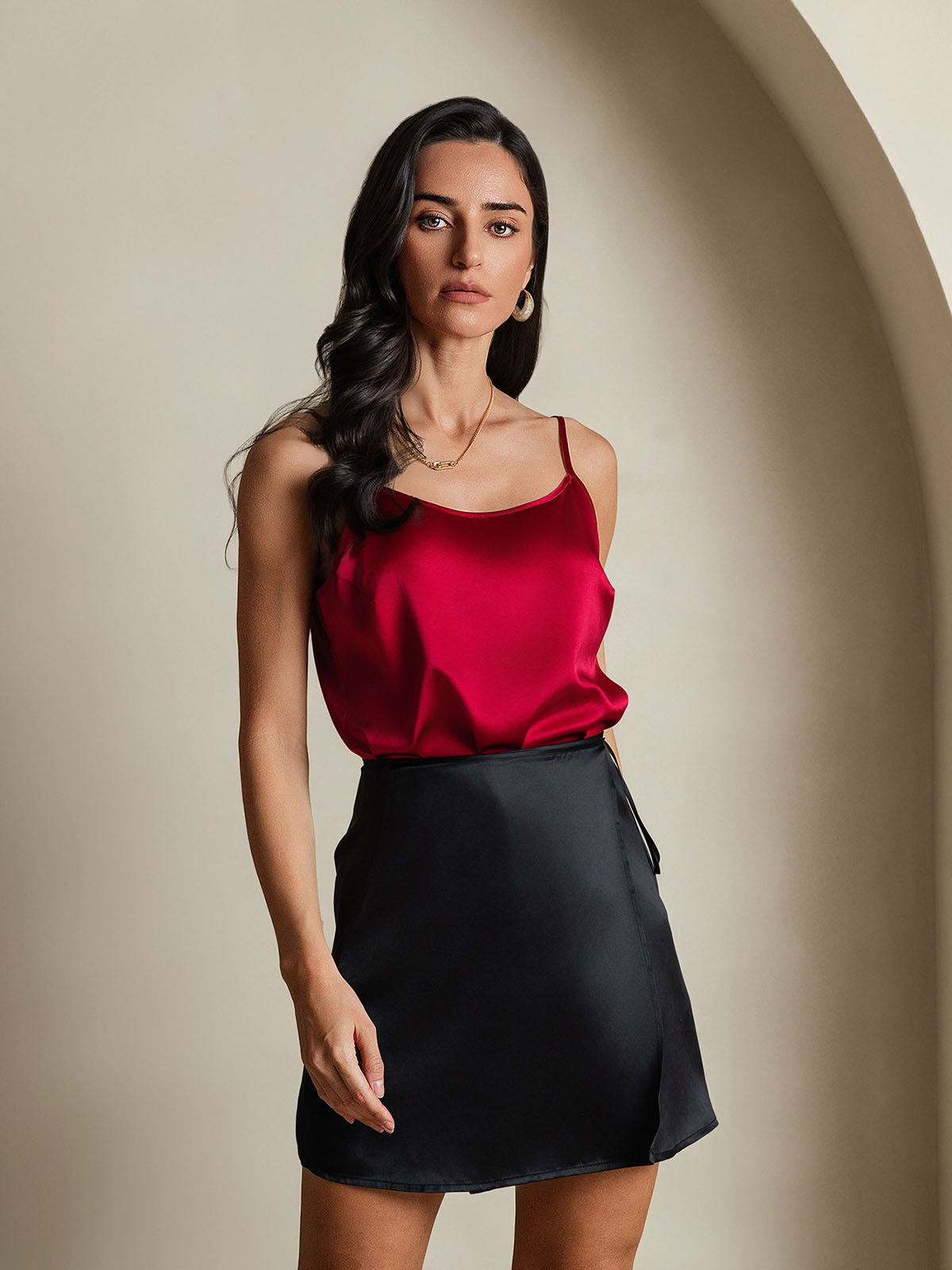 [Black] SilkSilky Pure Silk Skirt 003