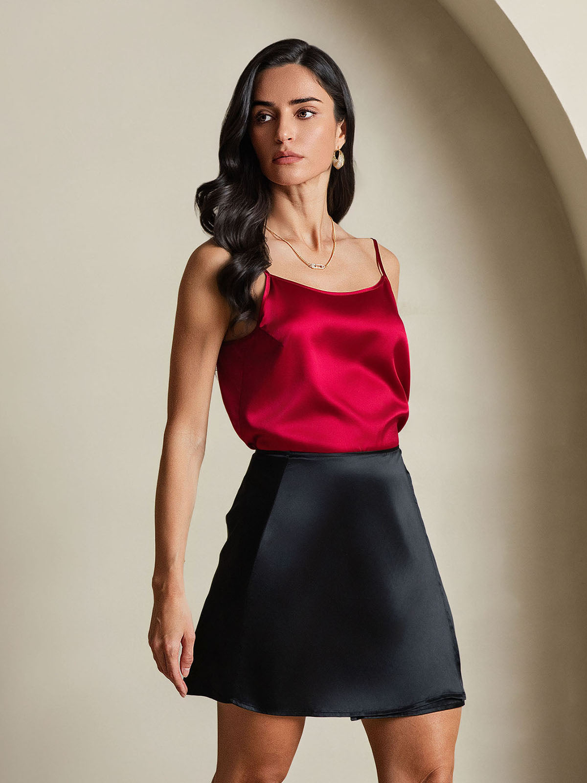 [Black] SilkSilky Pure Silk Skirt 006