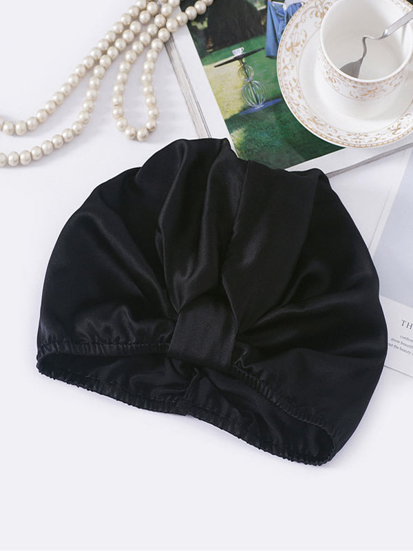 [Black] SilkSilky Pure Silk Sleep Cap 002