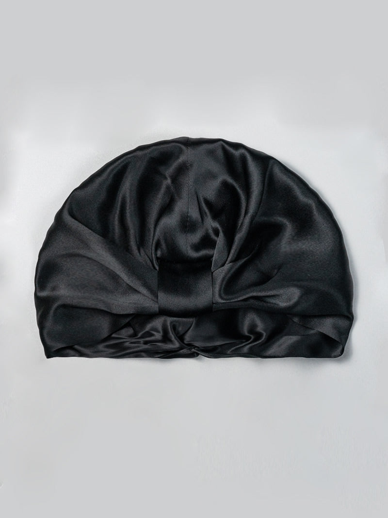 [Black] SilkSilky Pure Silk Sleep Cap 005