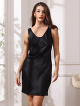 [Black] SilkSilky  Sleeveless Scoop Neck Nightgown 004