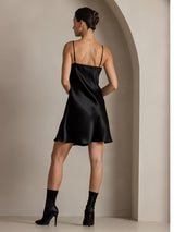 [Black] SilkSilky  Spaghetti Strap V Neck Dress 002